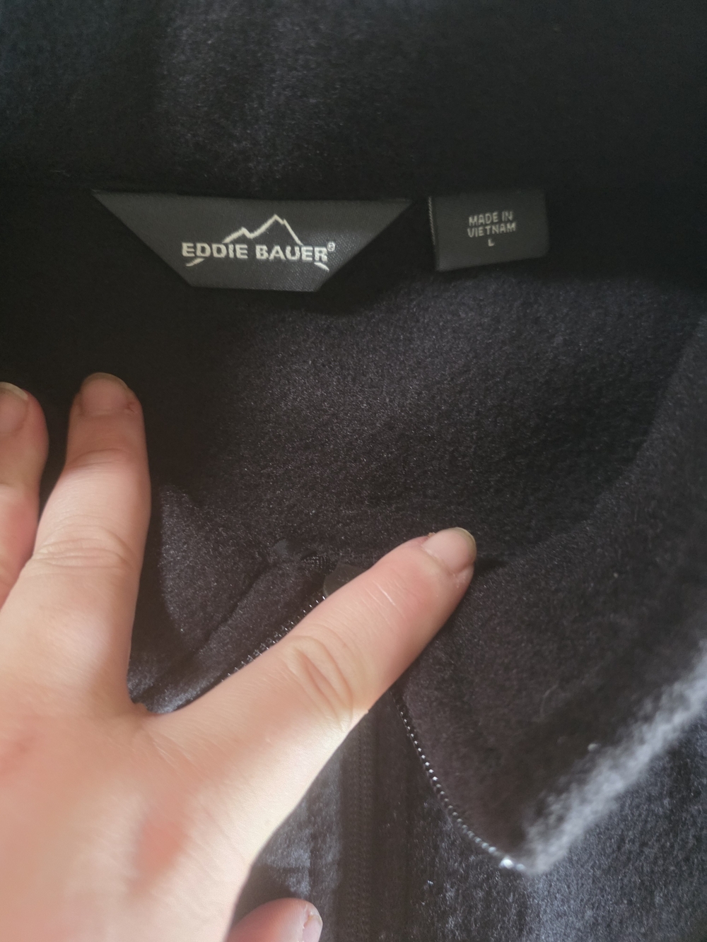 Eddie Bauer Black Fleece-Lined Zip-Up Jacket